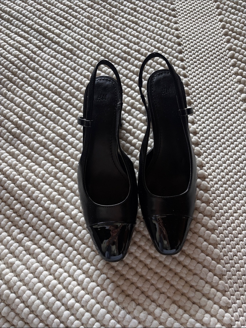 Black Slingback Peep-Toe Women's Shoes